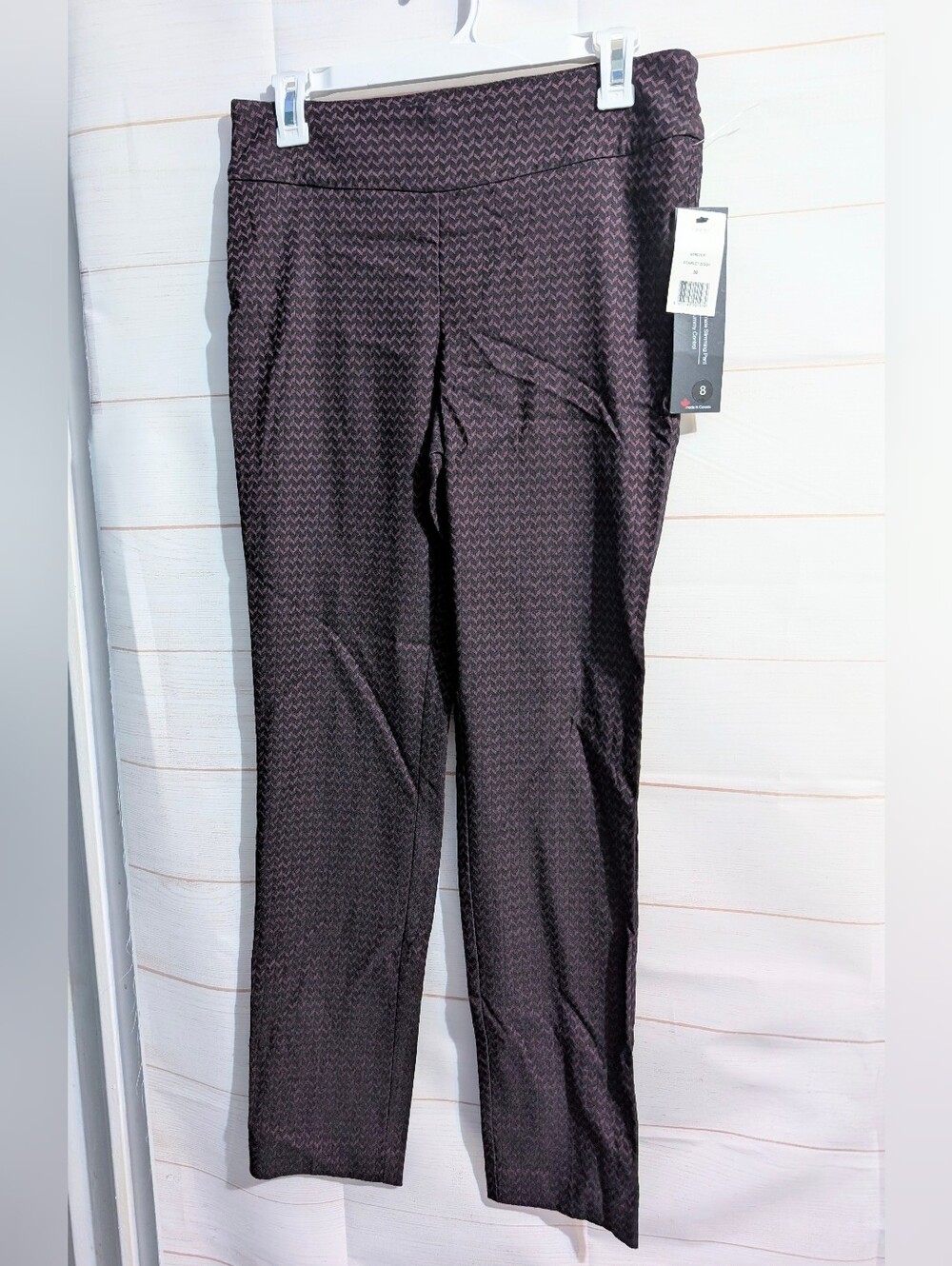 Up Ultimate Slimming Pants Textured Stretch Chevron Pattern Pull On Pants Size 8